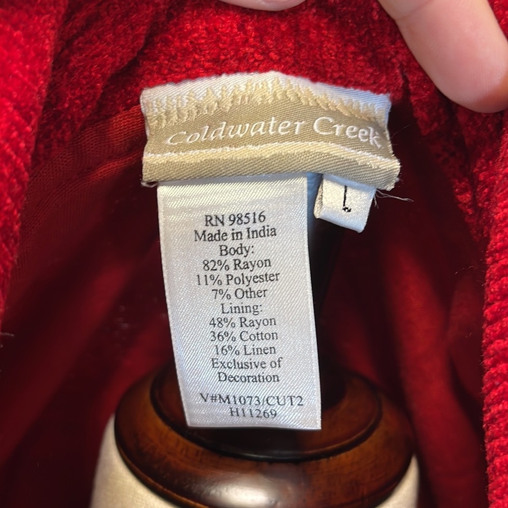 Coldwater Creek Red Patchwork Button Jacket Size … - image 5